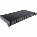 Патч-панель 24 порта 12 SCDuplex, пустая, кабельные вводы для 2xPG13.5 и 2xPG11, 1U, черная, Украина